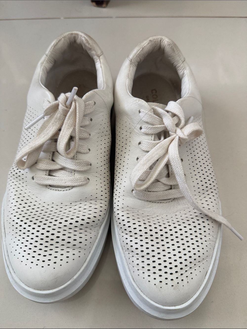 Cole Haan White Perforated Leather Sneakers
